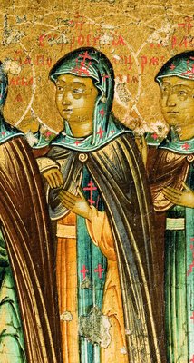 Прп. Евфросиния Суздальская. Фрагмент иконы Собор Русских святых. Кон. XVIII - нач. XIX в. (МИИРК)